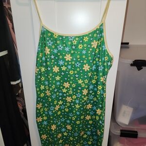SHEIN Pastel Green Floral Tank with Yellow Trim